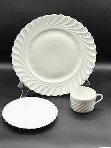 Haviland Limoges Francia Torse Blanco Remolino Porcelana 3 Piezas Ajuste de Lugar - Imagen 1 de 4