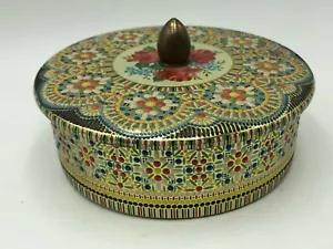 Holland Container Kitchen Embossed Tin Floral Decor Used 5.5"Dia - Picture 1 of 9