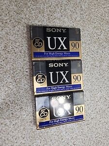 Lot of 3 Sony UX 90 High Bias Type II Blank Cassettes Sealed Vintage