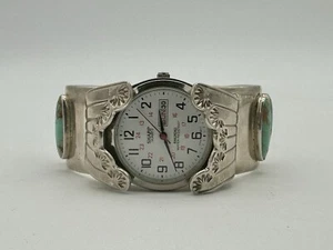 Signed Domed Vintage Native American Navajo Sterling Silver Watch Bracelet - Picture 1 of 9