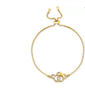 DISNEY© GOLD PLATED STERLING SILVER MICKEY & MINNIE BRACELET #disneybracelet - Picture 1 of 3