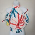 Jealous Tomato NWOT Women's Small Cold Shoulder Blouse White Tropical Floral Top