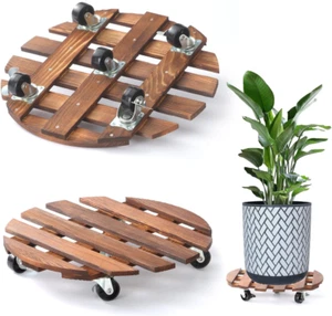 2 Pack 14" Plant Caddy with 5 Wheels, Rolling Plant Stand 220 LB Heavy Duty Wood - Picture 1 of 6