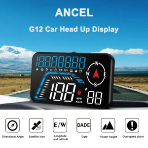 ANCEL Car Digital Head-Up Display GPS Over-Speed Alarm Speedometer Displays G12 - Picture 1 of 15