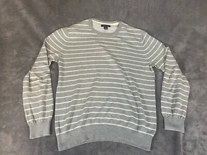 Maglione girocollo Banana Republic uomo cotone cashmere grigio panna righe morbido L - Foto 1 di 6