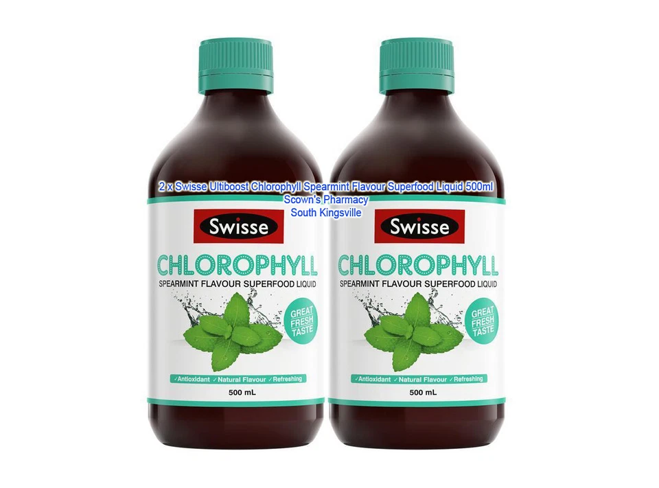 2 x Swisse Ultiboost clorofila sabor menta verde superalimento líquido 500 ml = 1 L Foto 1 de 4