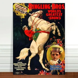 Vintage Circus Advertising Poster Art ~ CANVAS PRINT 32x24" Ringling Bros - Bild 1 von 1