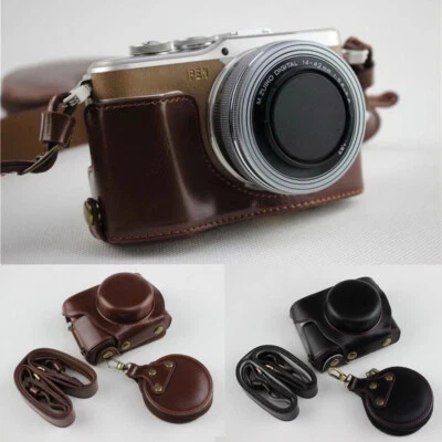 Leather Camera bag case strap for OLYMPUS E-PL10 E-PL9 14-42mm EZ Lens - Image 1 of 2