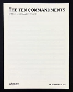 Ten Commandments Religious 1960 Vtg Sheet Music Piano Guitar Aelson Livingston - Picture 1 of 3