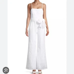 Lilly Pulitzer ¡FAB! Mono de encaje Nila en Resort blanco con cordón geo encaje talla 00 - Imagen 1 de 9