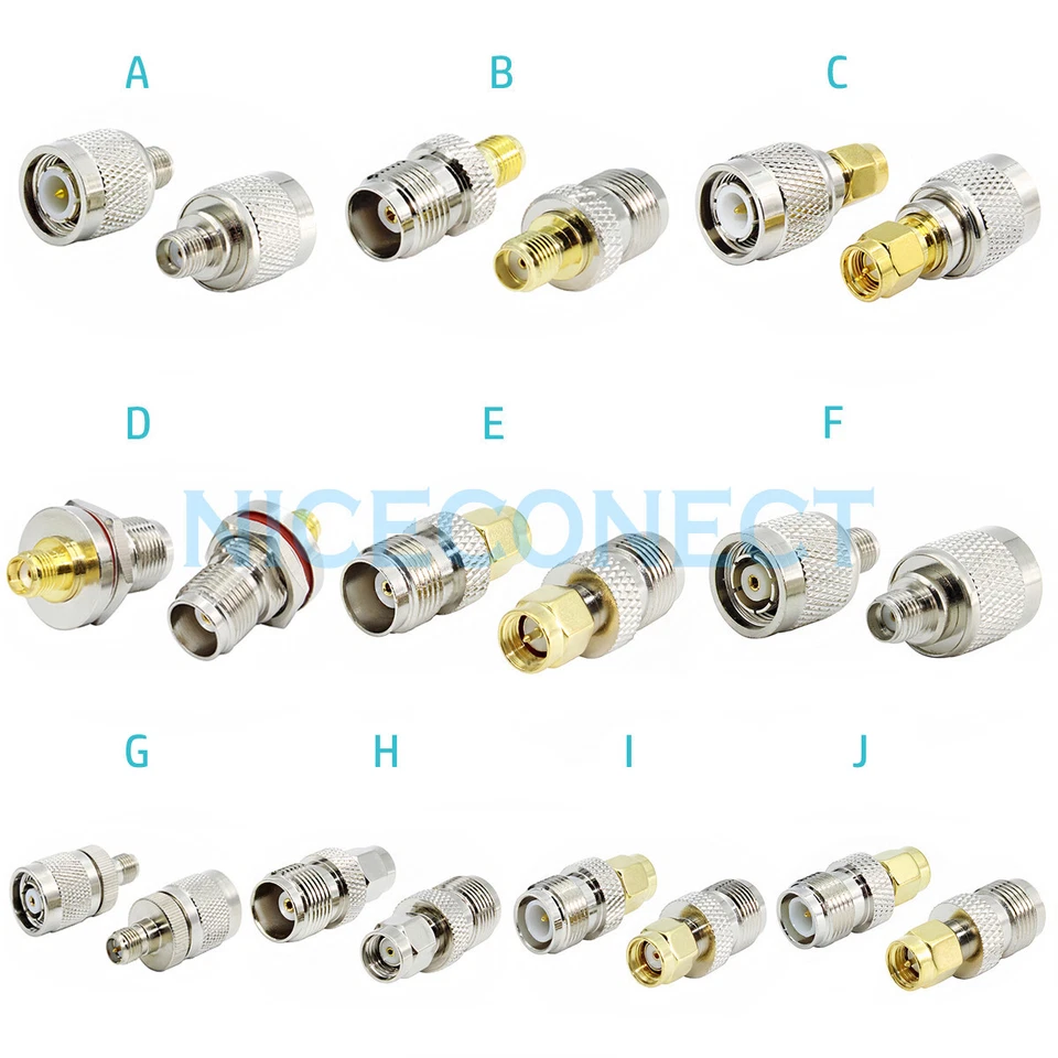 1x SMA RP-SMA Male Female to TNC RP-TNC Plug Jack Straight RF Adapter Connector - Image 1 of 1
