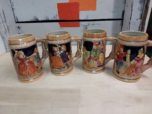 Vintage German Style Ceramic Beer Steins Mugs Made In Japan Set of 4 - Picture 1 of 11