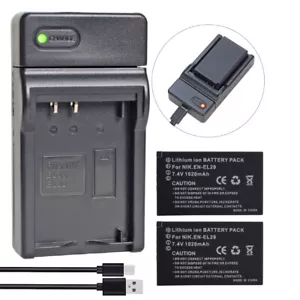 2x 7.4v Li-ion EN-EL20 Battery +Charger for Nikon EN-EL20 EL22 EL20A J1 J2 J3 S1 - Picture 1 of 10
