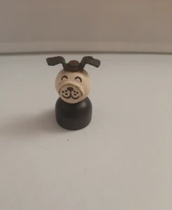 Vintage Wooden Body Little People Puppy Dog Marshmallow from lacing shoe - Picture 1 of 7