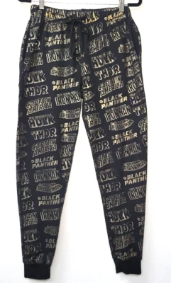 Marvel Men's Medium Loungewear PJ Pants Black Gold Marvel Logo Jogger-Style - Image 1 of 4