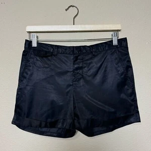 Converse shorts women 4 nylon blend satin shiny cuffed shorts black - Picture 1 of 11