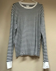 Gant Rugger Womens XL Sweater Top Cotton Shirt Stripe Black White Lightweight - Picture 1 of 7