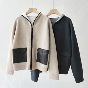 Cárdigan Loro Mujer Otoño/Invierno Cachemira Cuero Suelto Con Capucha Tejido Piana - Imagen 1 de 26