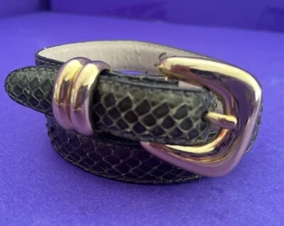 Винтажный Laura Gayle серый подлинный змея узкий ремень размер маленький 29» продажи! - Изображение 1 из 4