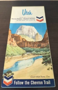 1965 Utah Road Map Chevron Oil - Great White Throne - Bild 1 von 2