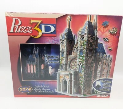 Puzz3D Lighted Church Puzzle New Wrebbit Lights Up! 327 Pieces, 2005 Sealed - Image 1 of 2