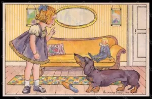 Perro Dachshund Chica Cocq Suzanne Firmado por Artista PC VK7734 - Imagen 1 de 2