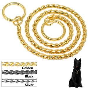 Dog Snake Chain Collar Necklace P Choker Training Gold Silver Black 14 16 20 24" - Picture 1 of 14