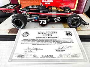 David Hobbs 1974 McLaren Carling #73 etiqueta negra Indy 500 1/18 carrusel 1 - Imagen 1 de 16