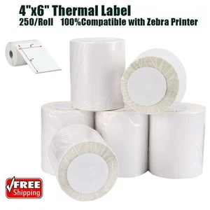 40 Rollen 4x6 250/Rolle Direktes Thermisches Etikett für Zebra Eltron ZP450 LP2844 USA Schnell - Bild 1 von 8