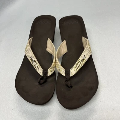Sandalias Reef Star Cojín Chanclas Marrón/Beige Talla 9 Tacones de Cuña Foto 1 de 4