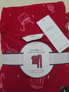 Ladies Marks & Spencer Pure Cotton Short Sleeve Pyjamas Size 16-18 NWT - Picture 1 of 6