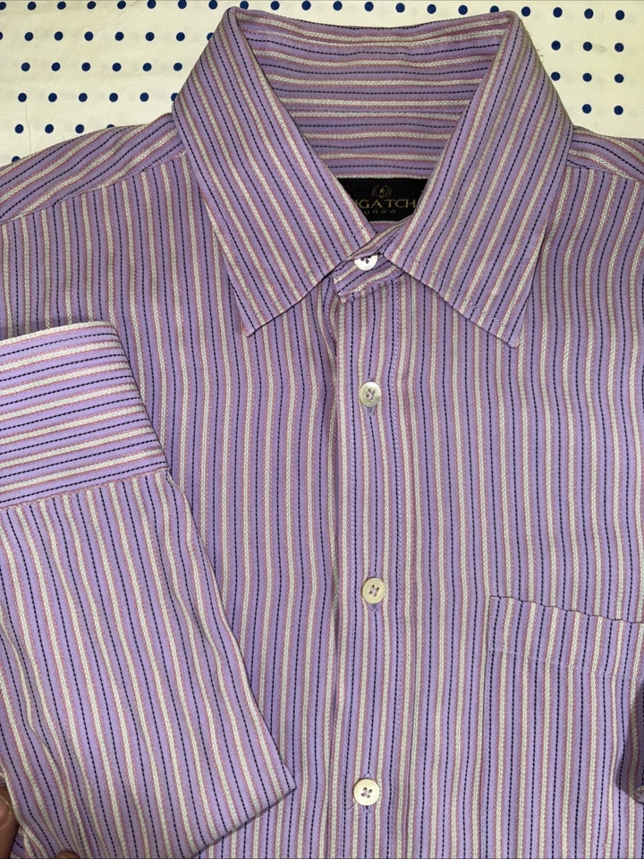 Bugatchi Uomo Pink Striped Medium Shirt - Image 1 of 4