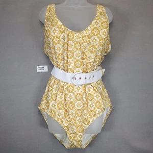 NWOT Mod Cloth The Haley Women's 2X Floral Batik One-Piece Belted Swimsuit Chic - Picture 1 of 6