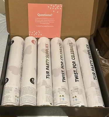 Canhão de confete poppers borboleta biodegradável branco | Pacote com 6 | Festa  - Imagem 1 de 4