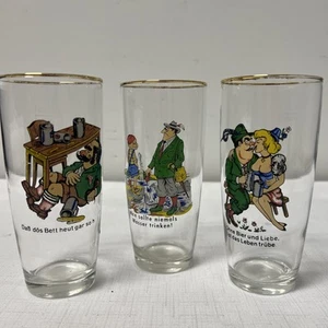 BICCHIERI DA BERE VINTAGE RETRÒ UMORISMO TEDESCO CRISTALLO 10 OZ. ETICHETTA MULTICOLORE - Foto 1 di 9