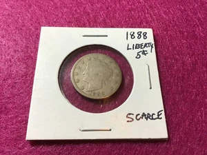 Schönes Liberty Nickel. 1888. Seltenes Datum.  Eine schöne Sammlermünze. - Bild 1 von 3
