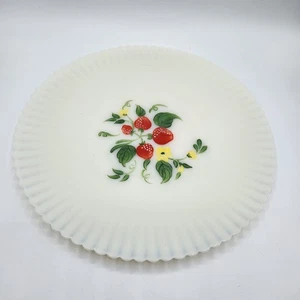 MACBETH EVANS PETALWARE MONAX WEISS 11" TELLER HANDBEMALT ERDBEEREN - Bild 1 von 11