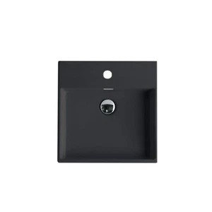 WS Bath Collections Plain 45W.01 Plain 17-11/16" Square Ceramic - Black - Picture 1 of 2