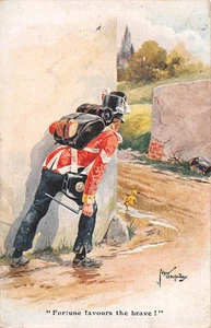 POSTCARD COMIC MILITARY FORTUNE FAVOURS THE BRAVE - Picture 1 of 2