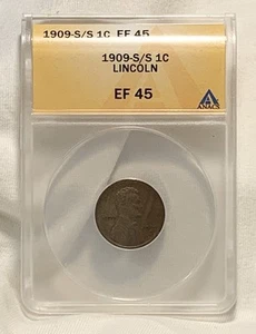 1909 S/S Lincoln Wheat Cent ~ Scarce RPM-001 ~ ANACS EF45 ~ See Description! - Picture 1 of 4