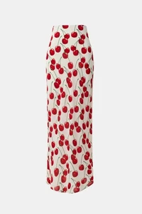 Muma World 100% Viscose High Rise White Cherry Bias Maxi Skirt - Size XS - $325 - Picture 1 of 4