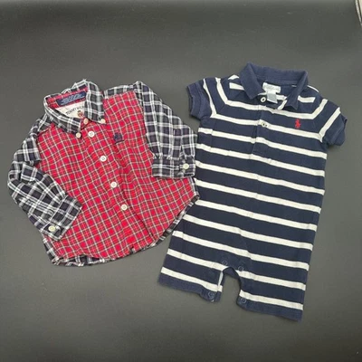 Tommy Hilfiger Ralph Lauren Baby Clothes Bundle Romper Shirt Set — 第 1/4 张图片