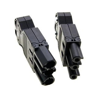 Schnellmontage Flach Stecker Set Stecker + Kupplung 230V / 16A Verbinder Schwarz - Bild 1 von 8