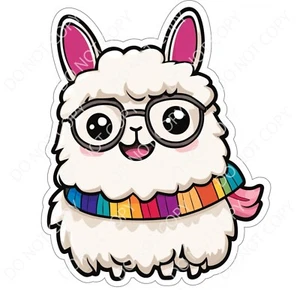 Laminated Vinyl Decal Die Cut Sticker - Llama Wearing Glasses - Made in USA - Picture 1 of 1