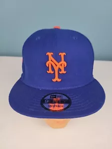 New Era 9FIFTY New York Mets Blue Snapback Wide Flat Bill Wool Baseball Hat Cap - Bild 1 von 15