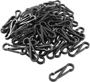 60Pcs Plastic Hooks - 8-Shaped Towel Glove Hooks 30Mm Black Lanyard Snap Clips L - Picture 1 of 4