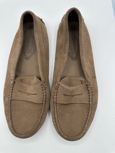 TOD’S Mocassini da guida TODS Gommino marrone chiaro pelle scamosciata donna taglia 38 5 7 5