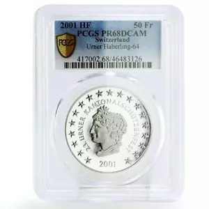 Switzerland 50 francs Uri Shooting Festival Train Rails PR68 PCGS Ag coin 2001 - Picture 1 of 2