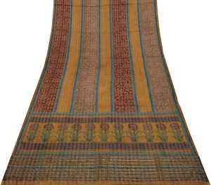 Sushila Vintage Multi-Color Sari Pure Georgette Silk Printed Sari Craft Fabric - Picture 1 of 9