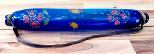 Antique Victorian Hand Painted Cobalt Bristol Blue Glass Rolling Pin FREE P&P UK - Picture 1 of 5